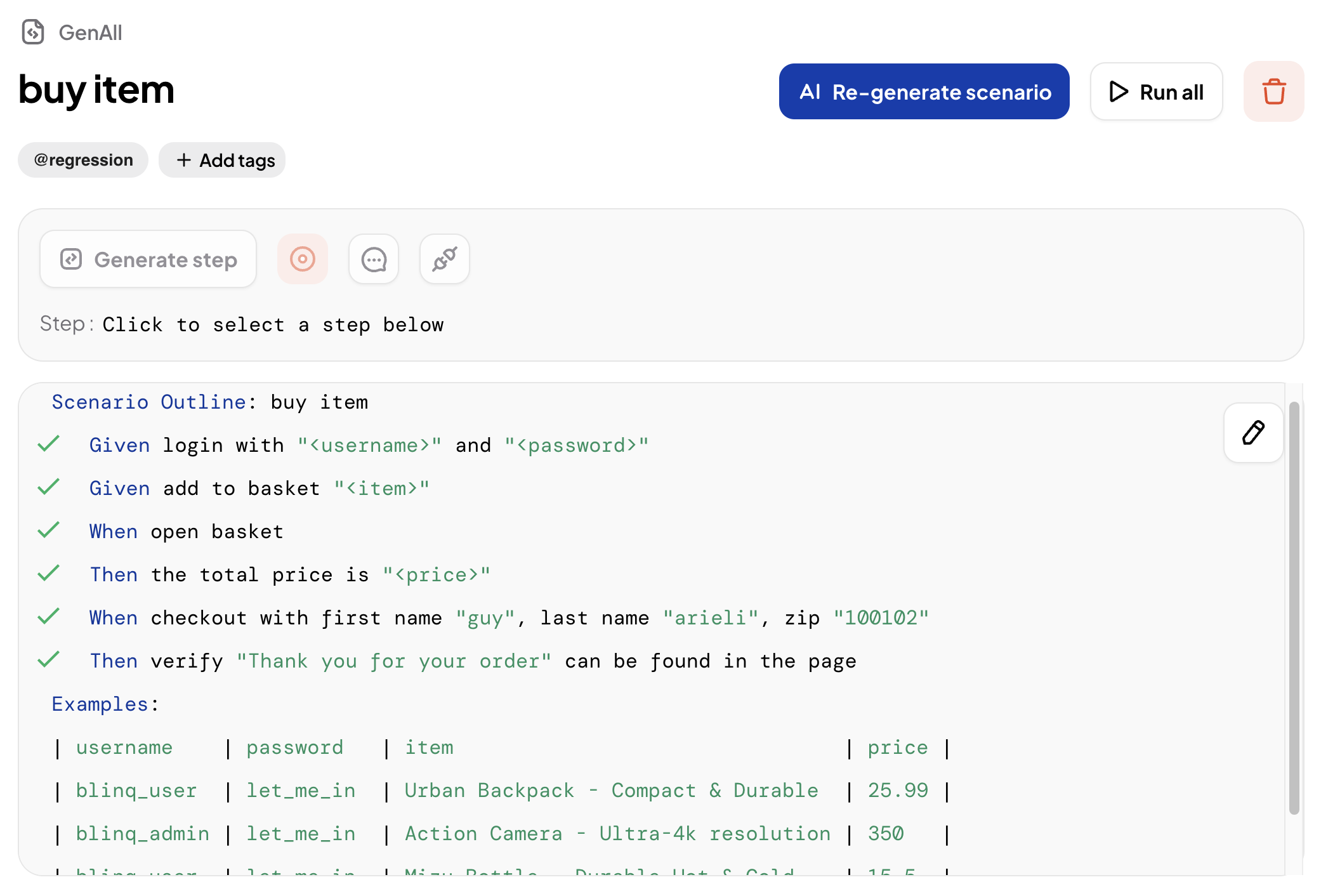 Example scenario running multiple times