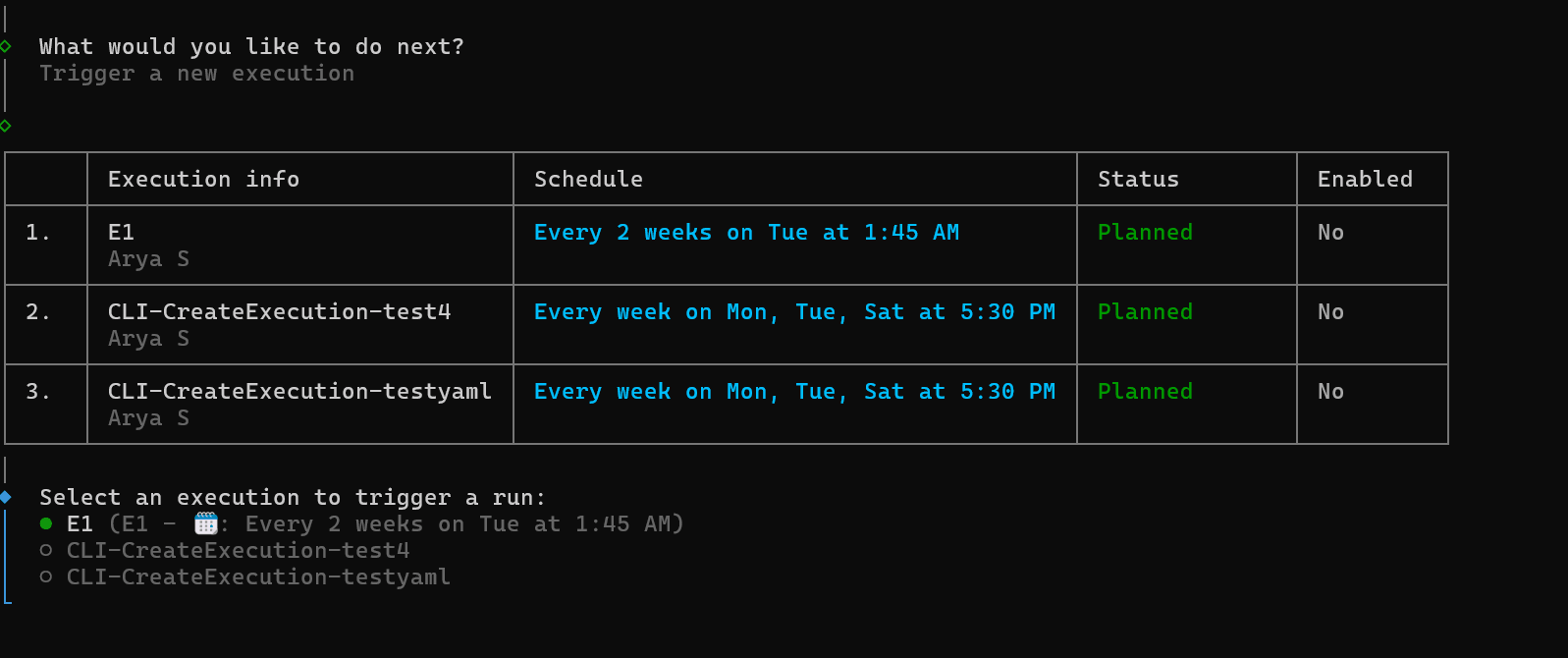 Trigger execution animation