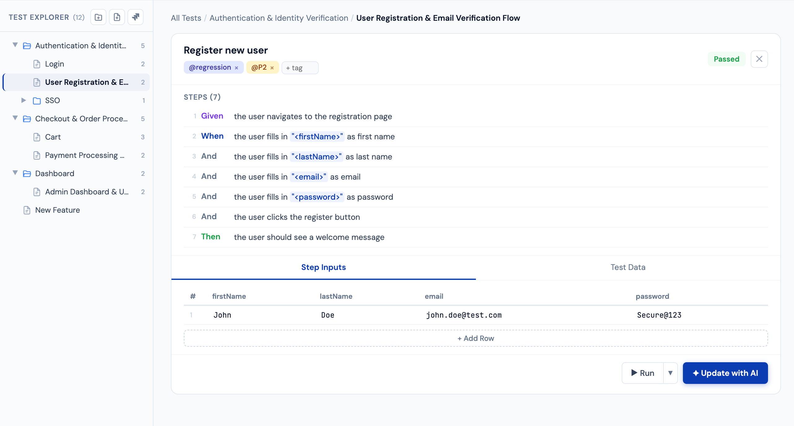 Step with Gherkin keyword and Playwright code