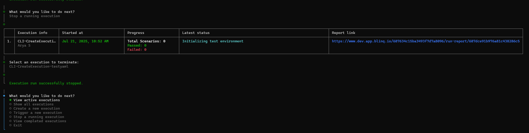 Stop execution option