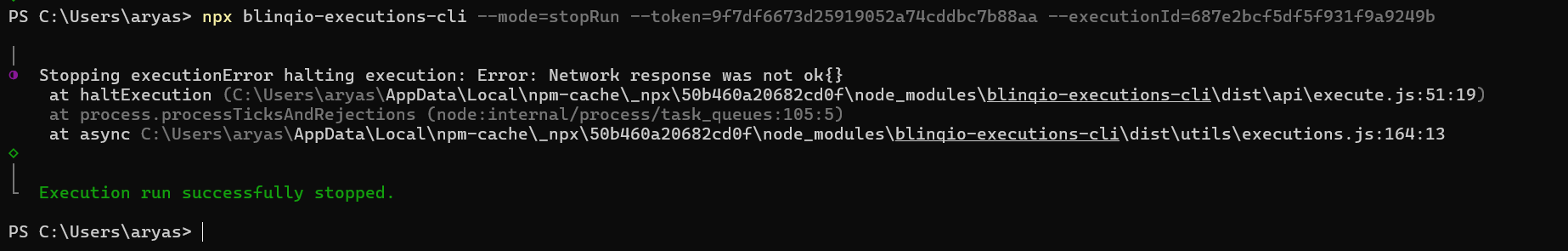 CLI stop execution sample